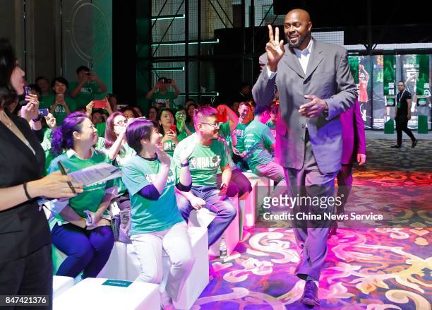Former NBA player Horace Grant attends NBA 5v5 promotional event on September 15, 2017 in Shanghai, China.