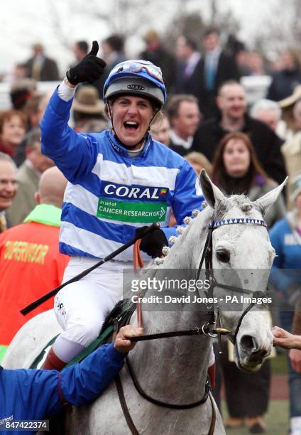 Tina Cook on Pascha Bere wins the St Patrick's Derby during day three of the 2012 Cheltenham Fesitval at Cheltenham Racecourse, Gloucestershire.