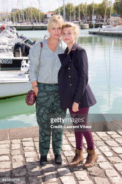 Flavie Flament and Lou Gable attends " La Consolation" Photocall during the 19th Festival of TV Fiction at La Rochelle on September 15, 2017 in La...