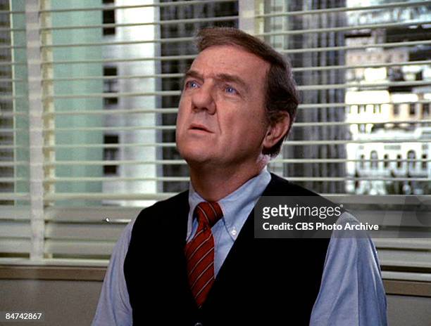 American actor Karl Malden , as Lt. Mike Stone, in a scene from an episode of the television show 'The Streets of San Francisco' entitled 'Death and...