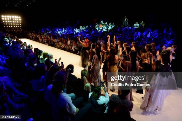 Maya Azucena and models walk the runway at the Cigdem Akin show during Mercedes-Benz Istanbul Fashion Week September 2017 at Zorlu Center on...