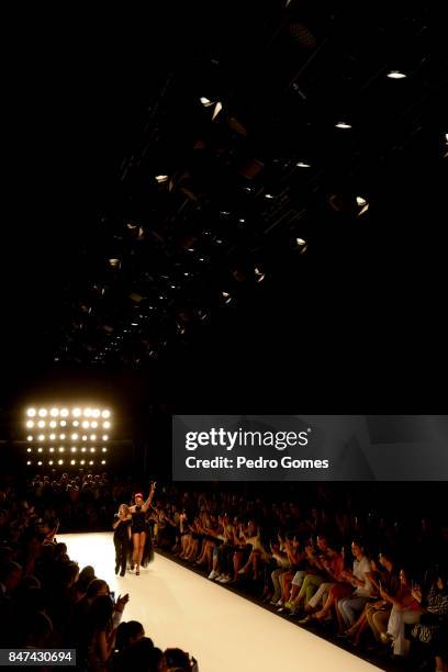 Cigdem Akin and Maya Azucena walk the runway at the Cigdem Akin show during Mercedes-Benz Istanbul Fashion Week September 2017 at Zorlu Center on...