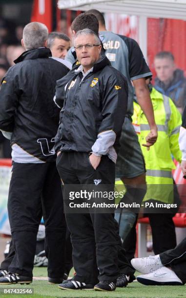Port Vale manager Micky Adams looks-on during the npower Football League Two match at Broadfield Stadium, Crawley.