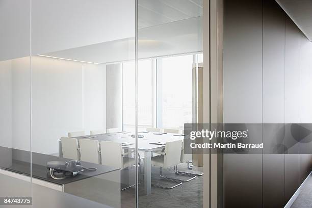 empty conference room in modern office - glass meeting room stock pictures, royalty-free photos & images