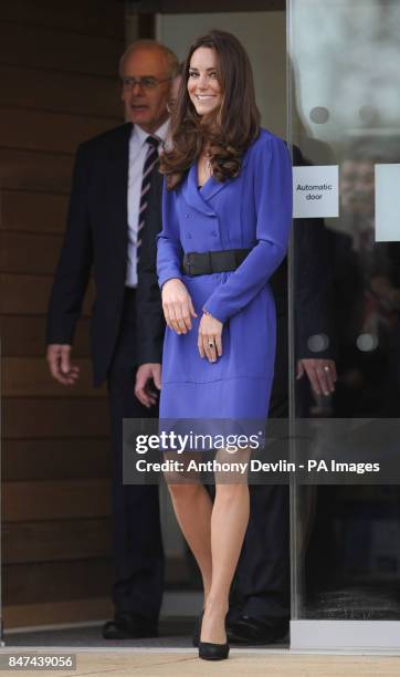 Duchess of Cambridge leaves after her visit to the Treehouse, part of the East Anglia's Children's Hospices, in Ipswich.