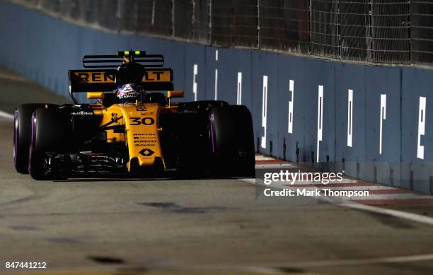 Jolyon Palmer of Great Britain driving the Renault Sport Formula One Team Renault RS17 on track during practice for the Formula One Grand Prix of...