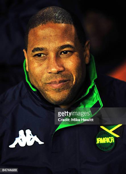 Jamaica coach John Barnes looks on during the International friendly match between Nigeria and Jamaica at the Den on Feruary 11, 2009 in London,...