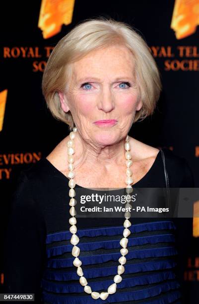 Mary Berry arrives at the Royal Television Society's RTS Programme Awards, at the Grosvenor House Hotel in London.