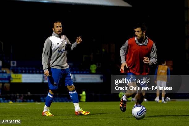 Birmingham City's Andros Townsend and Keith Fahey during the warm up