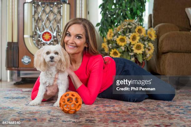 Nutritionist Joy Bauer is photographed with her dog for Closer Weekly Magazine on May 12, 2017 at home in New York.