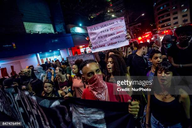 Students protest against the restriction imposed by the City of São Paulo in the use of the Free Student Pass benefit The act was convened by the...