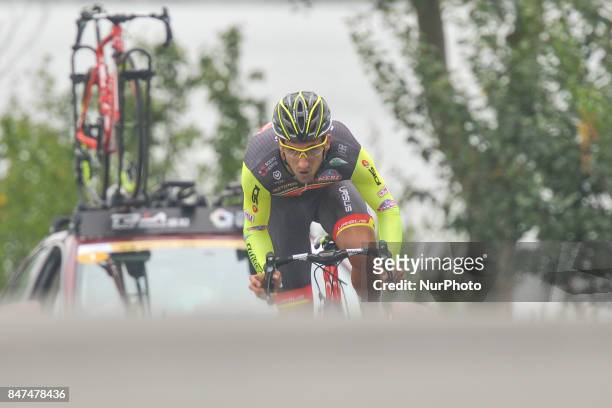 Liam Bertazzo from Wilier Triestina-Selle Italia team during the fourth stage of the 2017 Tour of China 1, the 3.3 km Chenghu Jintang individual time...