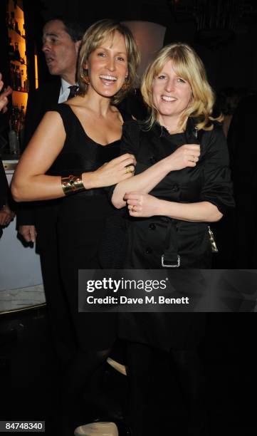 Santa Montefiore and Rachel Johnson attend the book launch party of 'In Bed With...' hosted by Kathy Lette and Imogen Edwards-Jones, at the Langham...