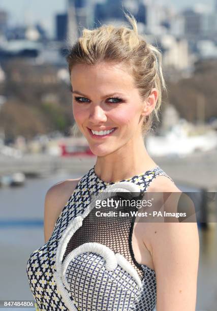 Brooklyn Decker is seen at a photocall for new film Battleship at the Corinthia Hotel in London.