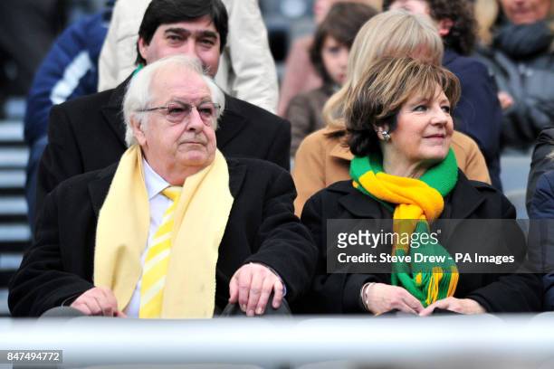Norwich City co-owner Delia Smith with her husband Michael Wynn-Jones in the stands