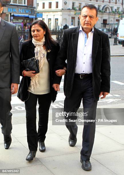 The parents of Anni Dewani, father Vinod Hindocha and wife Nilam arrive at the High Court in London today where two judges ruled that it would be...