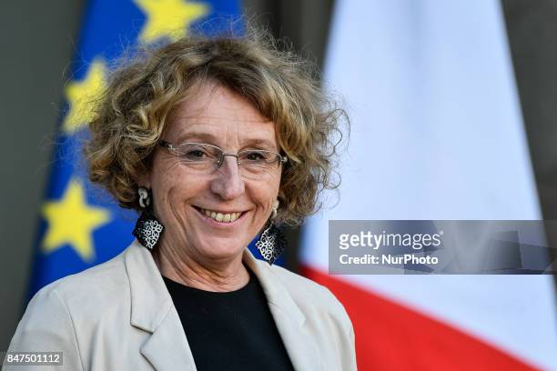 French Minister of Labour Muriel Penicaud leaves the Elysee presidential Palace after a cabinet meeting on September 14, 2017 in Paris.