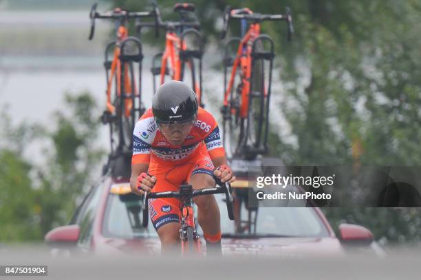 Kazushige Kuboki from Nippo - Vini Fantini team during the fourth stage of the 2017 Tour of China 1, the 3.3 km Chenghu Jintang individual time...