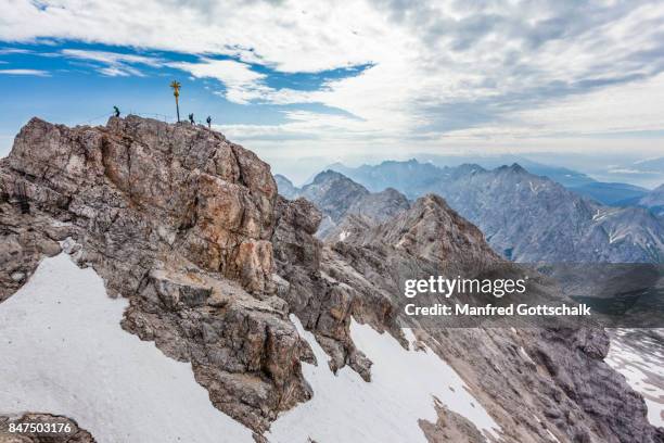 bavarian alps zugspitze summit - zugspitze stock pictures, royalty-free photos & images