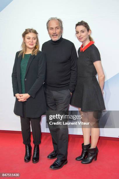 Camille Sansterre, Hyppolite Girardot and Berangere McNeese attend "Le Viol" Photocall during the 19th Festival of TV Fiction at La Rochelle on...