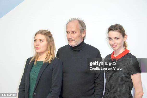 Camille Sansterre, Hyppolite Girardot and Berangere McNeese attend "Le Viol" Photocall during the 19th Festival of TV Fiction at La Rochelle on...