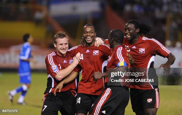 Players from the Trinidad & Tobago national football team celebrates their goal against El Salvador during their FIFA World Cup South Africa-2010...