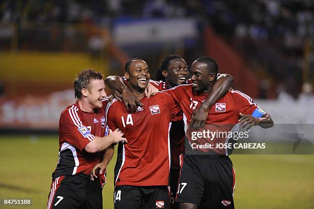 Players from the Trinidad & Tobago national football team celebrates their goal against El Salvador during their FIFA World Cup South Africa-2010...
