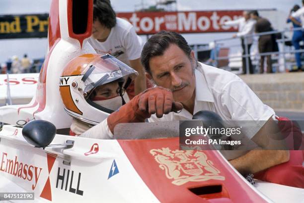 Graham Taylor Racing Driver Team owner and former champion driver Graham Hill talks with driver ...
