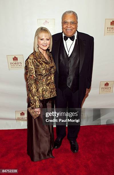 Actor James Earl Jones and wife Cecilia Hart arrive at the reopening celebration at Ford's Theatre on February 11, 2009 in Washington, DC.