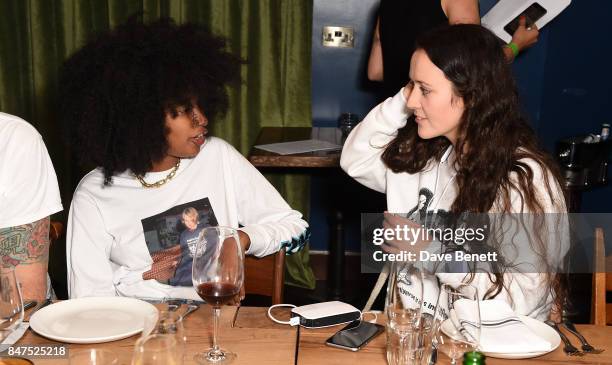 Julia Sarr-Jamois and Ashley Williams attend the Beats & Refinery29 dinner for Ashley Williams at The Curtain on September 15, 2017 in London,...