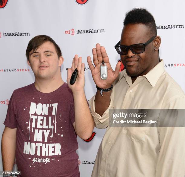 Sean Mcelwee and John Tucker attend iMaxAlarm pledges to #StopStandSpeak against Street Harassment at the GBK & Pilot Pen Pre Awards Celebrity Lounge...