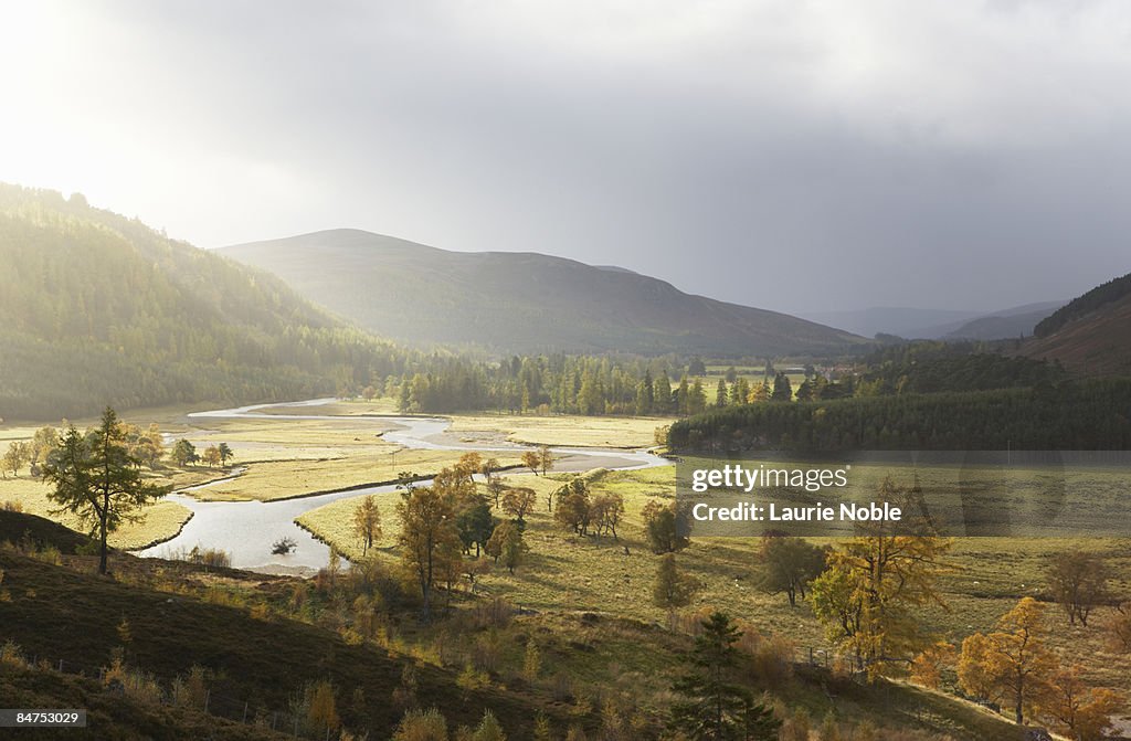 Patch of sunlight hitting the River Dee