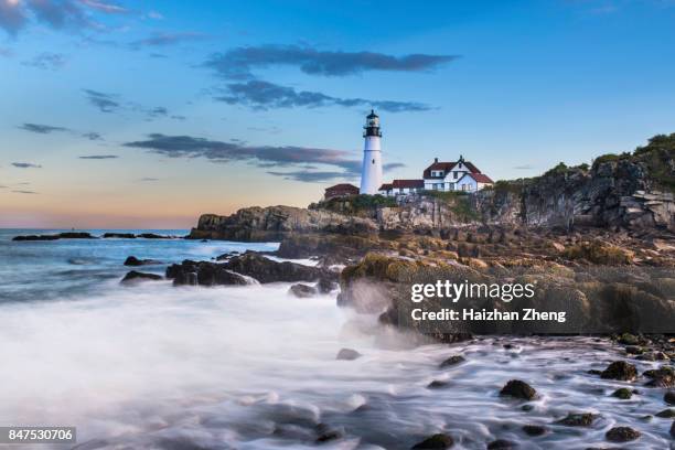 portland head light in maine - maine coastline stock pictures, royalty-free photos & images