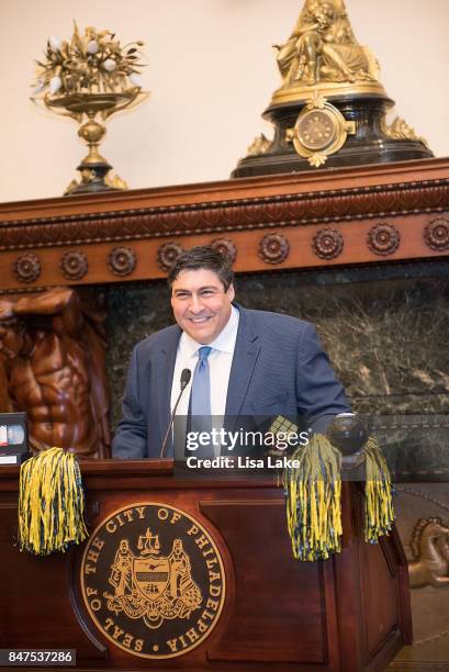 Producer Adam F. Goldberg is honored with the Liberty Bell as the City of Philadelphia Proclaims September 15th The Goldbergs Syndication Day at...