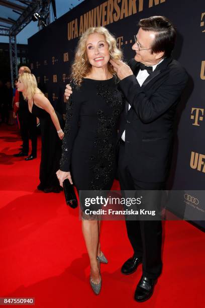 Katja Burkard and her husband Hans Mahr attend the UFA 100th anniversary celebration at Palais am Funkturm on September 15, 2017 in Berlin, Germany.