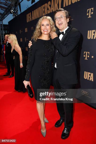 Katja Burkard and her husband Hans Mahr attend the UFA 100th anniversary celebration at Palais am Funkturm on September 15, 2017 in Berlin, Germany.