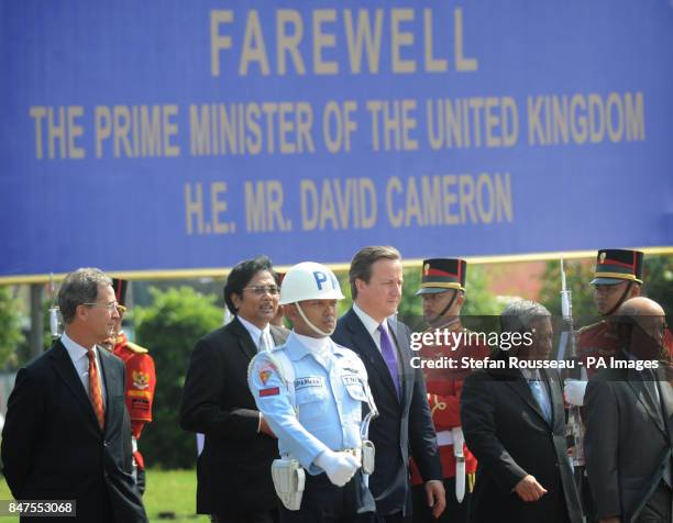 Prime Minister David Cameron arrives at Jakarta Airpoort to fly to Kuala Lumpur in Malaysia after a two day visit to Indonesia.