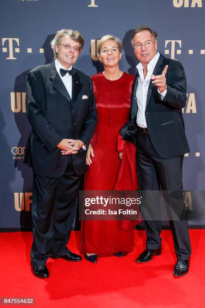 German politician Peter Schwenko with his wife Inga Griese-Schwenkow and Nico Hofmann, CEO UFA attend the UFA 100th anniversary celebration at Palais...