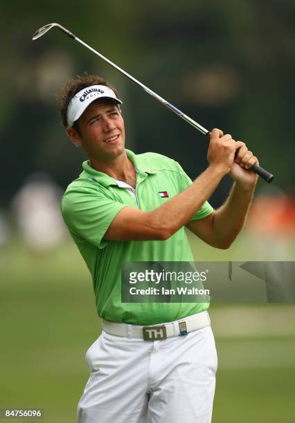 Nick Dougherty of England in action during the first round of the 2009 Maybank Malaysian Open at Saujana Golf and Country Club on February 12, 2009...