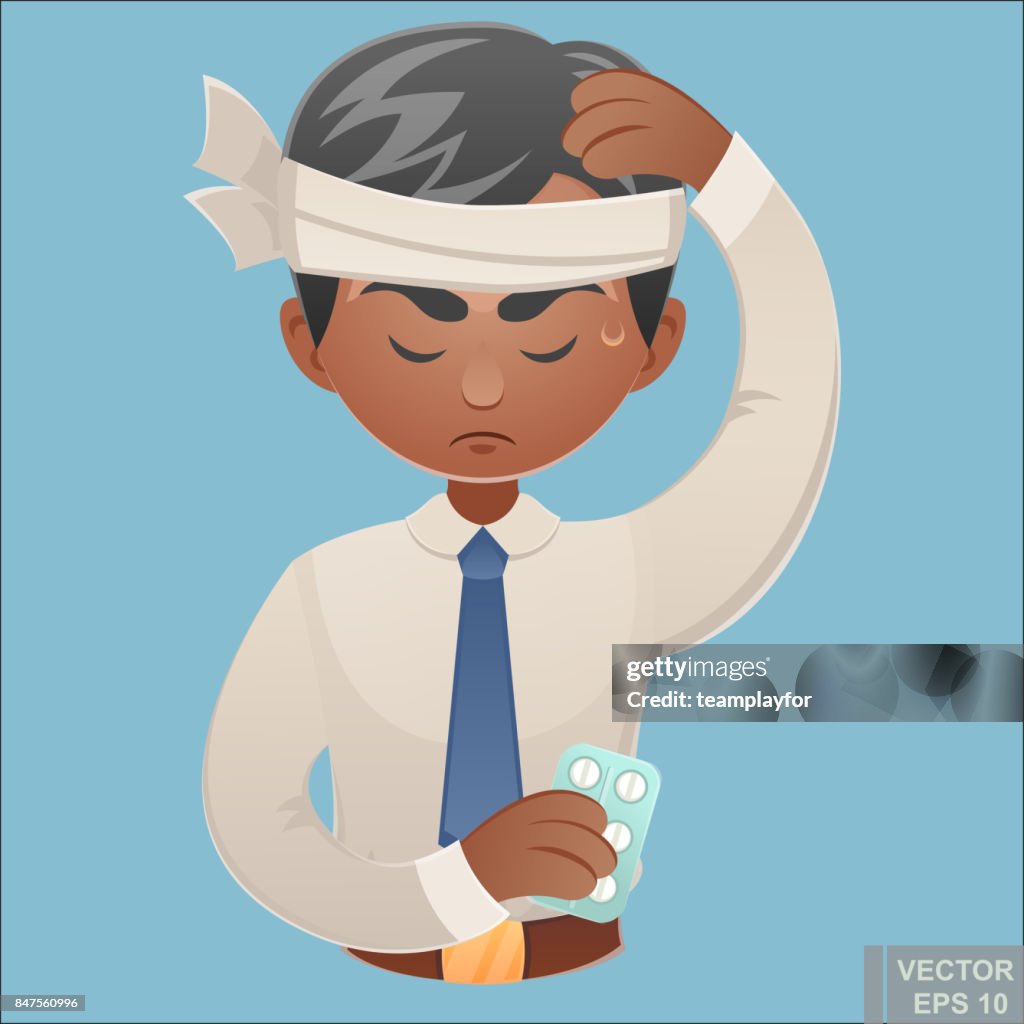 Vector Personaje De Dibujos Animados De Cabeza De Hombre De Negocios Y Retrato Confuso De Oficinista Joven Tocando La Cabeza Sufren Un Dolor De Cabeza Terrible Y Doloroso Ilustración de stock - Vector Personaje De Dibujos Animados De Cabeza De Hombre De Negocios Y Retrato Confuso De Oficinista Joven Tocando La Cabeza Sufren Un Dolor De Cabeza Terrible Y Doloroso Ilustración de stock -