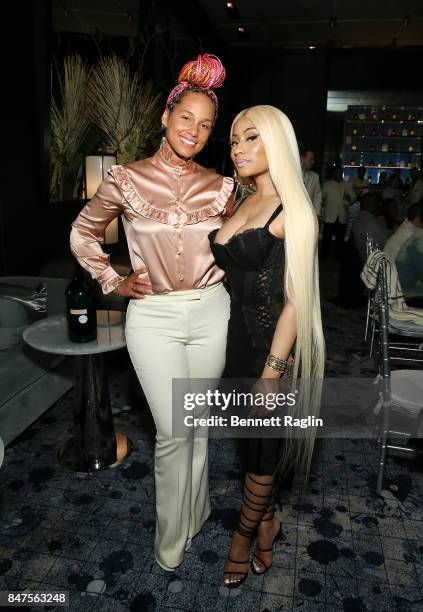 Alicia Keys and Nicki Minaj attend hip hop artist Nas' private birthday dinner, presented by Hennessy, the world's best-selling Cognac, at The Pool...