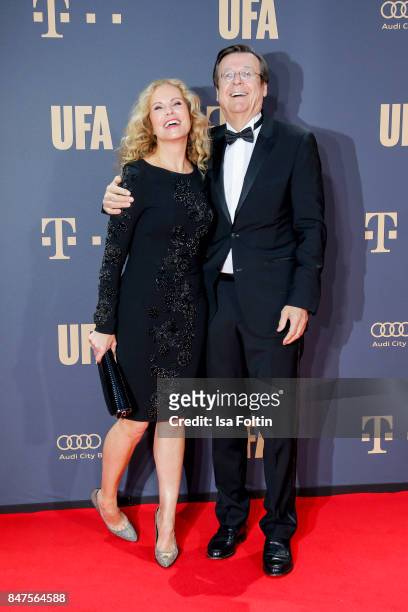 German presenter Katja Burkard and her husband Hans Mahr attend the UFA 100th anniversary celebration at Palais am Funkturm on September 15, 2017 in...
