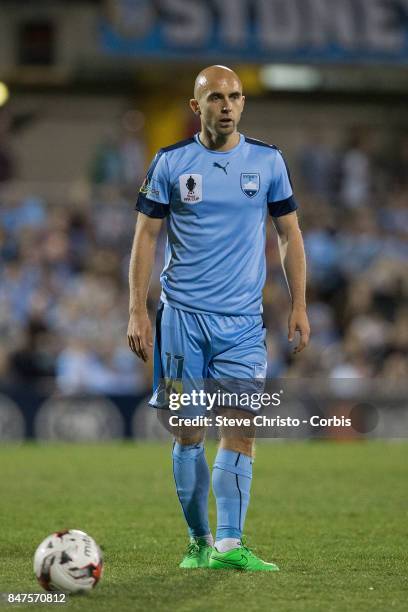 Adrian Mierzejewski of Sydney FC takes a free kick during the FFA Cup Quarter Final match between Sydney FC and Melbourne City at Leichhardt Oval on...