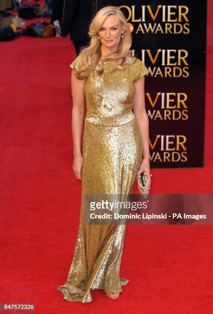 Katherine Kingsley arrives at the Olivier Awards 2012, at the Royal Opera House, in Covent Garden, central London.