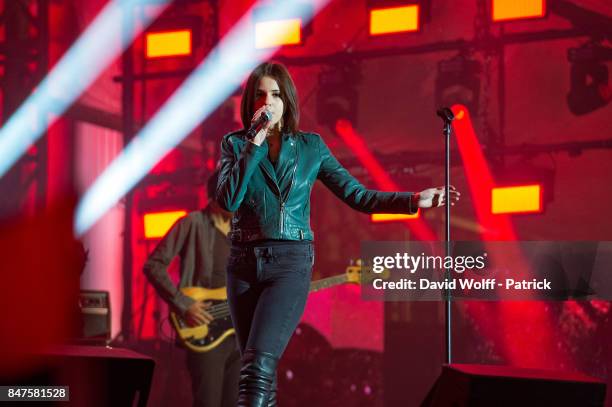 Marina Kaye performs during Paris Olympic Games celebration at Mairie de Paris on September 15, 2017 in Paris, France.