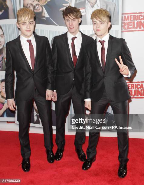 John and Edward Grimes with their brother Kevin at the Irish premiere of American Pie The Reunion at the Savoy Cinema in Dublin.
