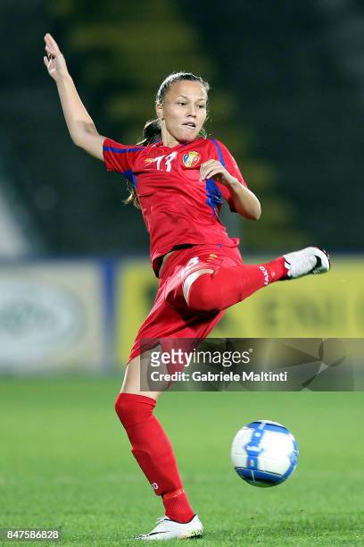 Violeta Mitul of Moldava in action during the 2019 FIFA Women's World Cup Qualifier between Italy Women and Moldova Women at Stadio Alberto Picco on...