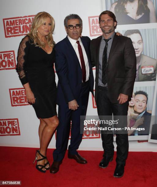 Jennifer Coolidge, Eugene Levy and Seann William Scott at the Irish premiere of American Pie The Reunion at the Savoy Cinema in Dublin.