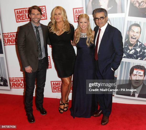 Seann William Scott, Jennifer Coolidge, Tara Reid and Eugene Levy at the Irish premiere of American Pie The Reunion at the Savoy Cinema in Dublin.