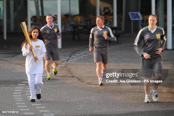 Torchbearer Jasmine Vanmali during the 2012 Olympic Torch Relay dress rehearsal from the National Space Centre, Leicester.